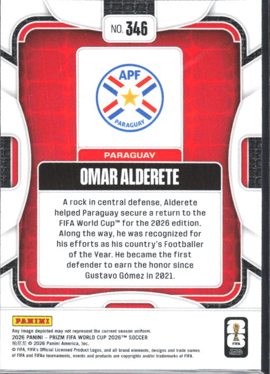 Omar Alderete 2026 Prizm World Cup Base baksida SKU 10688
