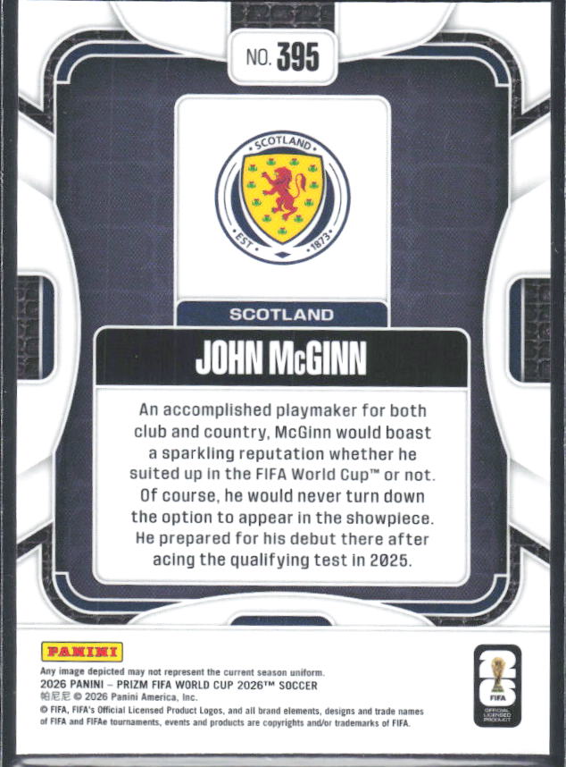 John McGinn 2026 Prizm World Cup Base baksida SKU 10708