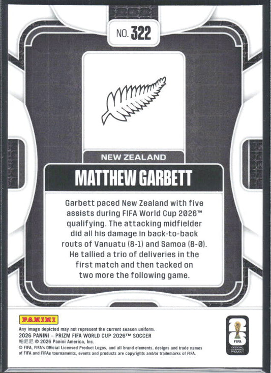 Matthew Garbett 2026 Prizm World Cup Base baksida SKU 10723