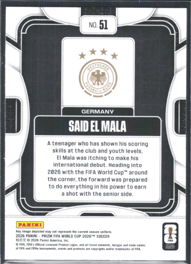 Said El Mala 2026 Prizm World Cup Base baksida SKU 10725