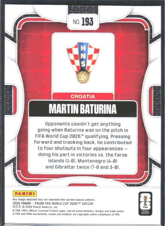 Martin Baturina 2026 Prizm World Cup Base baksida SKU 10731