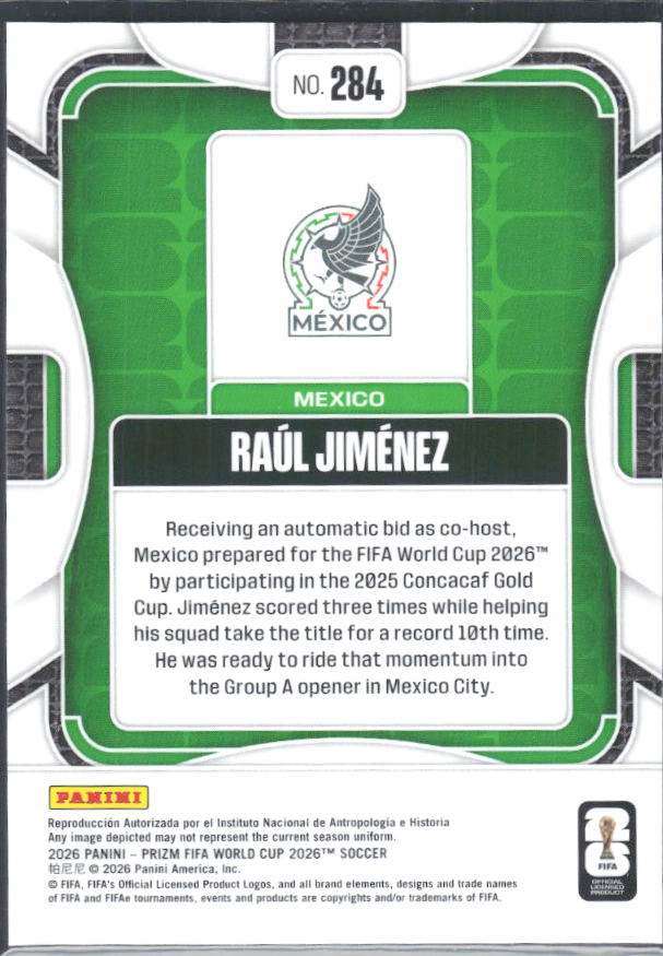 Raul Jimenez 2026 Prizm World Cup Base baksida SKU 10742