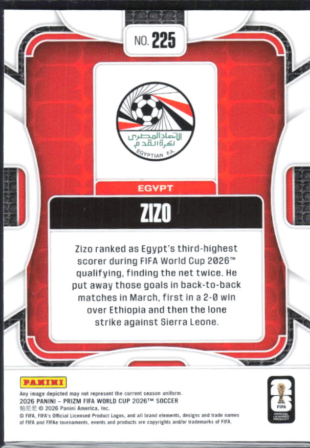 Zizo 2026 Prizm World Cup Base baksida SKU 10760
