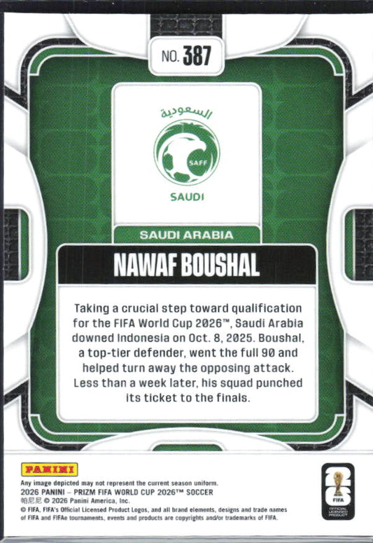 Nawaf Boushal 2026 Prizm World Cup Base baksida SKU 10761