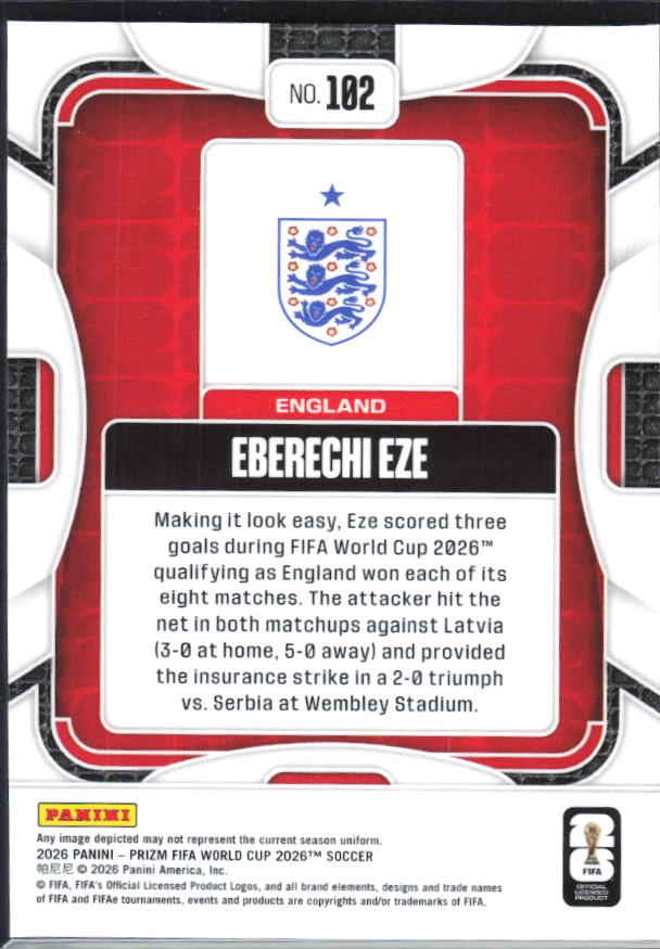 Eberechi Eze 2026 Prizm World Cup Base baksida SKU 10764