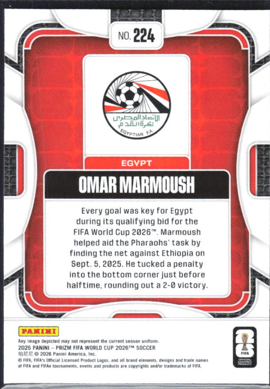 Omar Marmoush 2026 Prizm World Cup Base baksida SKU 10773