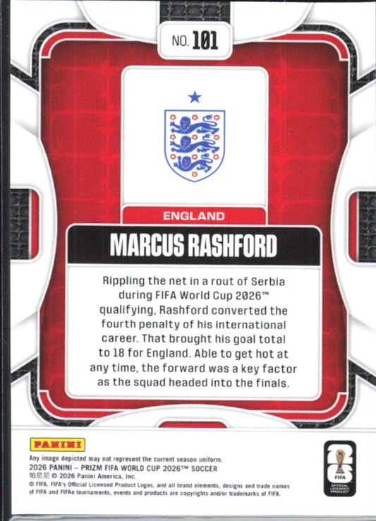 Marcus Rashford 2026 Prizm World Cup Base baksida SKU 10775