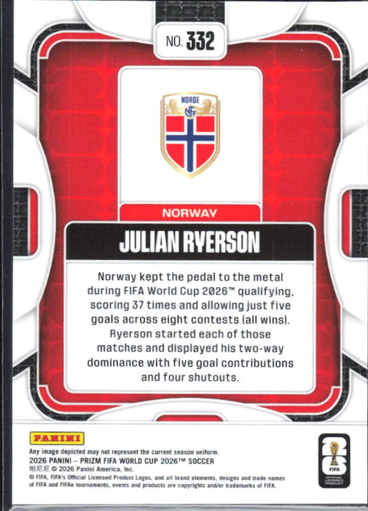 Julian Ryerson 2026 Prizm World Cup Base baksida SKU 10777
