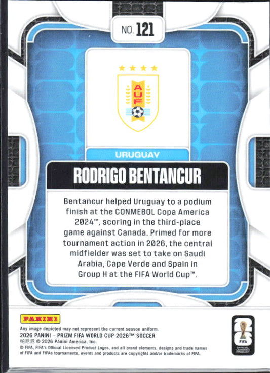 Rodrigo Bentancur 2026 Prizm World Cup Base baksida SKU 10781