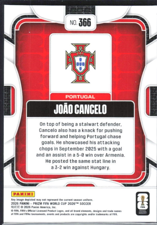 Joao Cancelo 2026 Prizm World Cup Base baksida SKU 10787