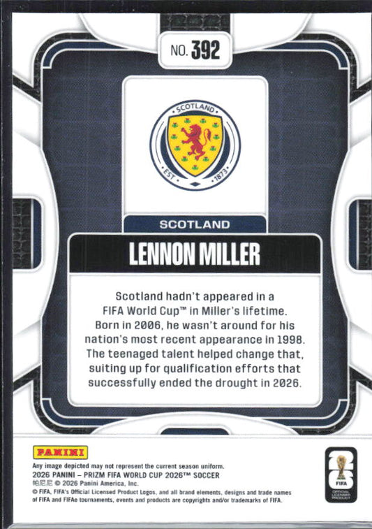 Lennon Miller 2026 Prizm World Cup Base baksida SKU 10793
