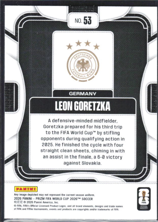 Leon Goretzka 2026 Prizm World Cup Base baksida SKU 10799