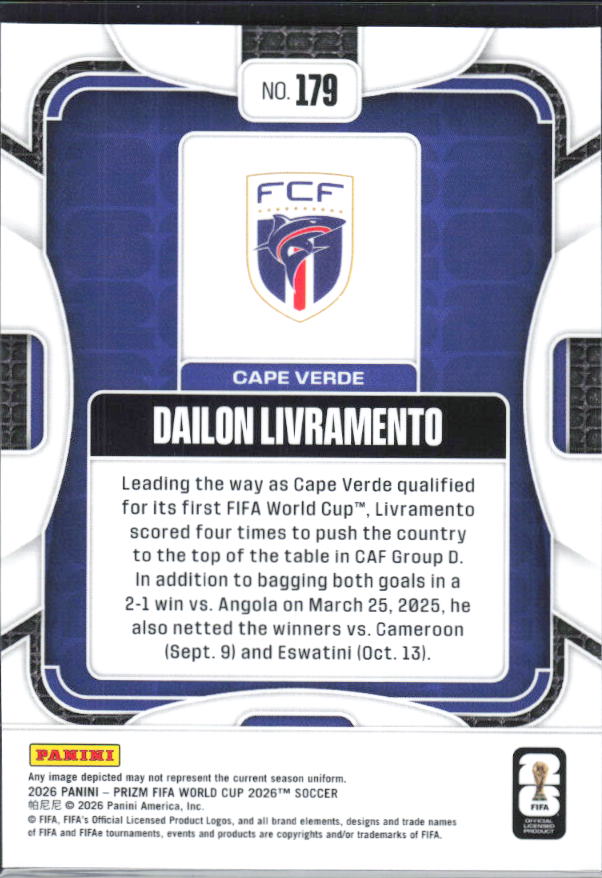 Dailon Livramento 2026 Prizm World Cup Base baksida SKU 10804