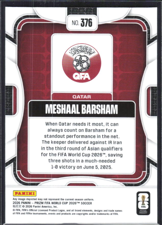 Meshaal Barsham 2026 Prizm World Cup Base baksida SKU 10807