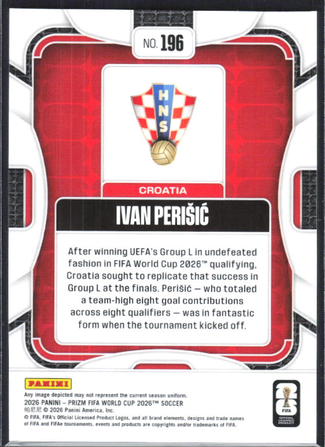 Ivan Perisic 2026 Prizm World Cup Base baksida SKU 10809