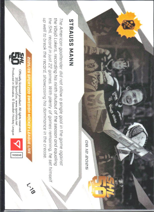 2025-26 SportZoo SHL LIVE #L-19 Strauss Mann 41/66 – baksida