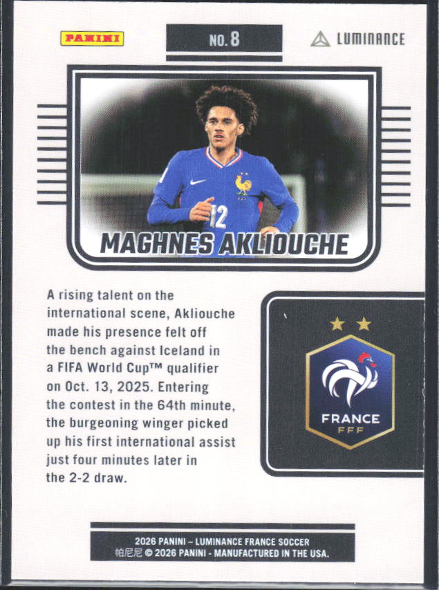 Maghnes Akliouche – 2026 Panini Luminance France #8 – baksida