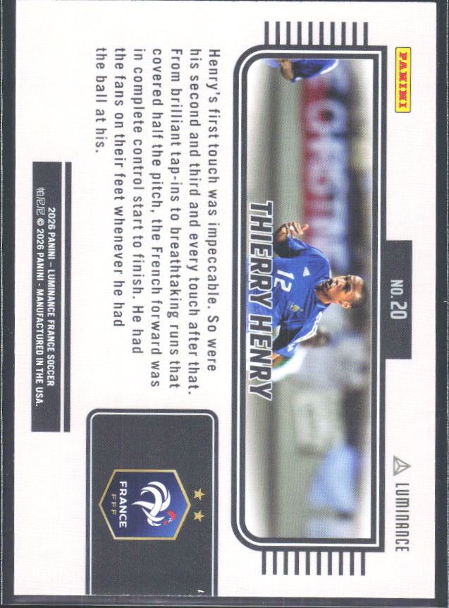 Thierry Henry – 2026 Panini Luminance France #20 – baksida