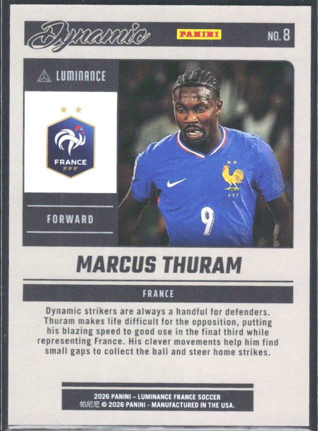 Marcus Thuram – 2026 Panini Luminance France #8 Dynamic Orange 22/25 – baksida