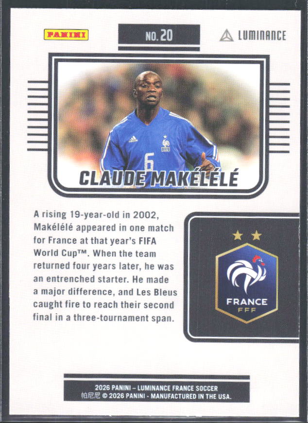 Claude Makélélé – 2026 Panini Luminance France #20 – baksida