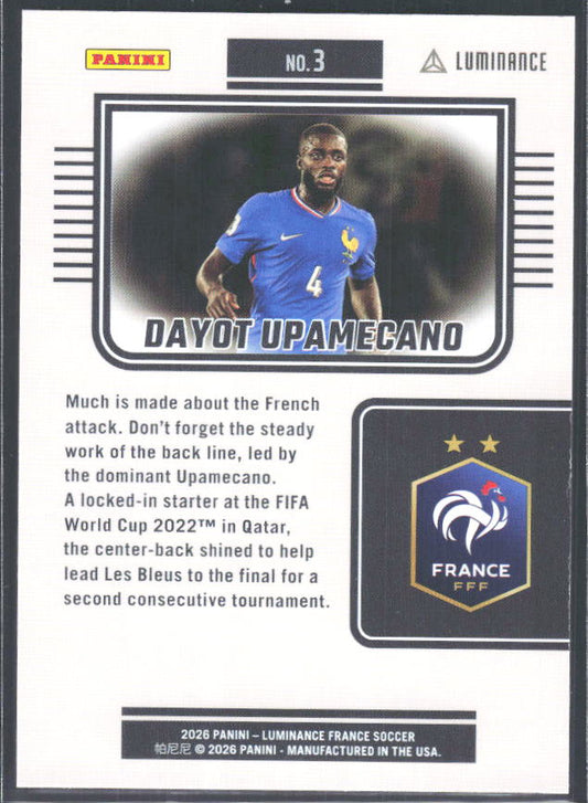 Dayot Upamecano – 2026 Panini Luminance France #3 – baksida