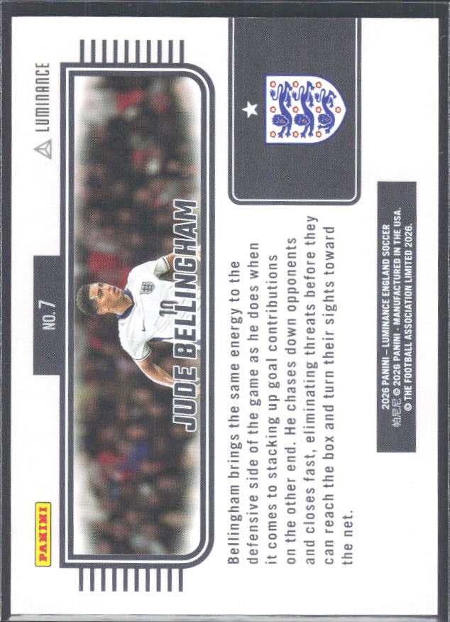 Jude Bellingham – 2026 Panini Luminance England #7 – baksida