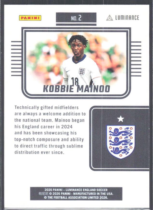 Kobbie Mainoo – 2026 Panini Luminance England #2 – baksida