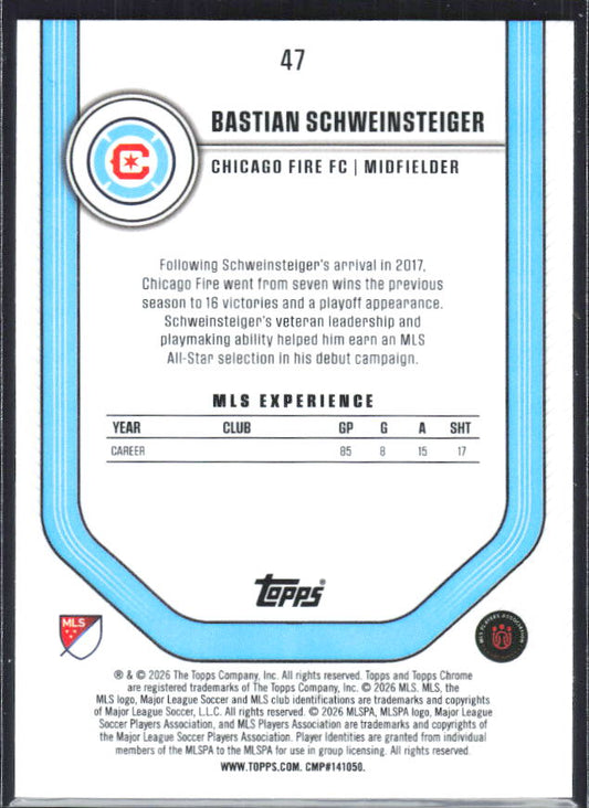 Bastian Schweinsteiger – 2026 Topps Chrome MLS #47 – baksida