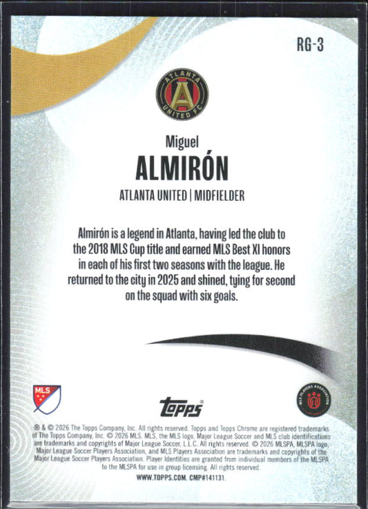 Miguel Almirón – 2026 Topps Chrome MLS #RG-3 Rhythm of the Game – baksida