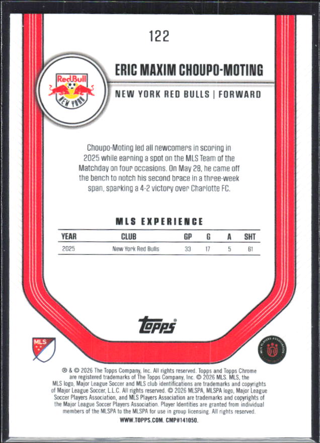 Eric Maxim Choupo-Moting – 2026 Topps Chrome MLS #122 – baksida