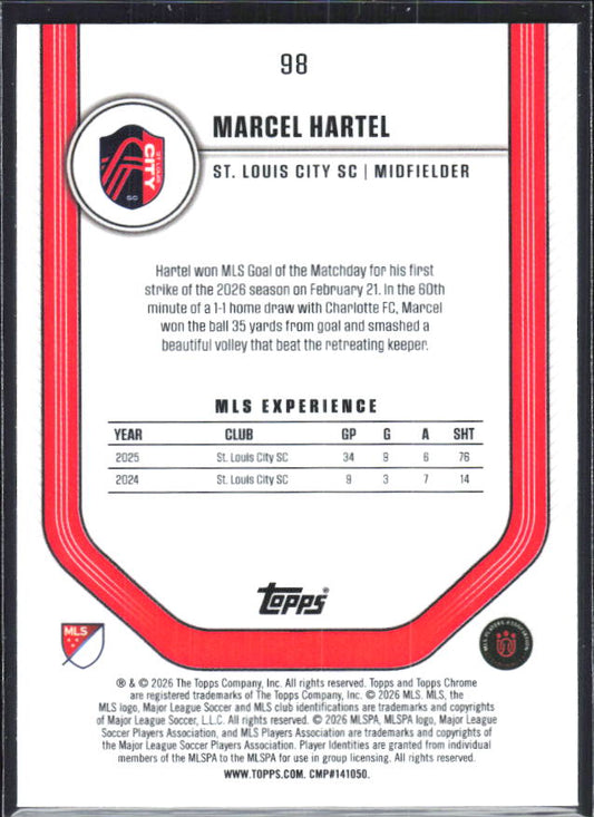 Marcel Hartel – 2026 Topps Chrome MLS #98 – baksida