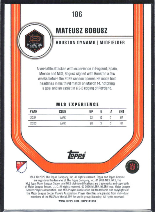 Mateusz Bogusz – 2026 Topps Chrome MLS #186 – baksida
