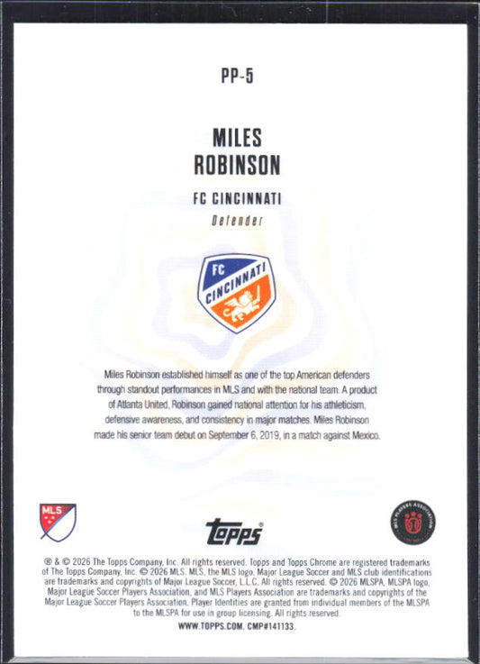 Miles Robinson – 2026 Topps Chrome MLS #PP-5 Patriotic Passion – baksida