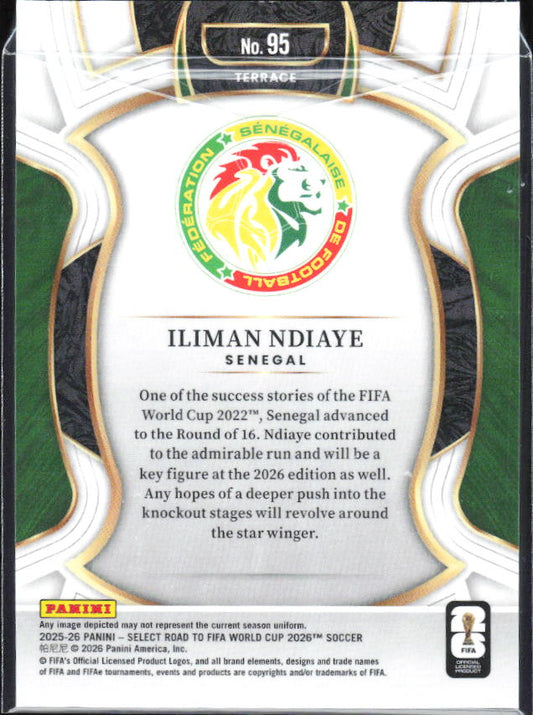 Iliman Ndiaye – 2025-26 Panini Select Road to FIFA World Cup #95 Terrace – baksida