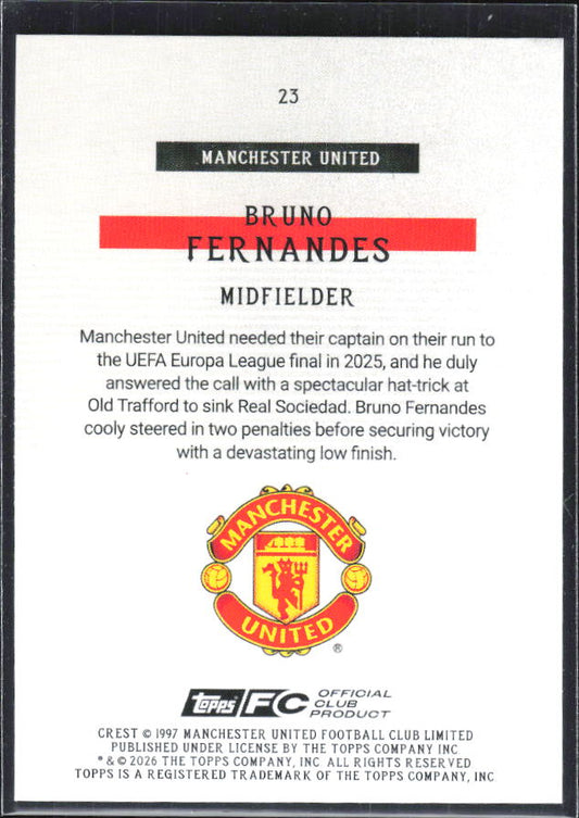 Bruno Fernandes – 2025-26 Topps Manchester United Team Set #23 Bona Fide Baller – baksida