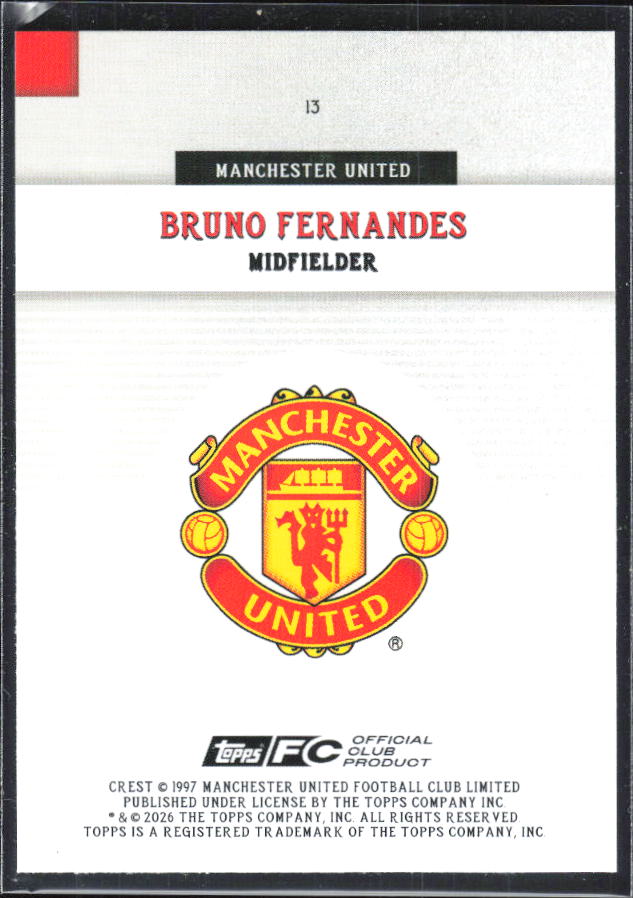 Bruno Fernandes – 2025-26 Topps Manchester United Team Set #13 – baksida