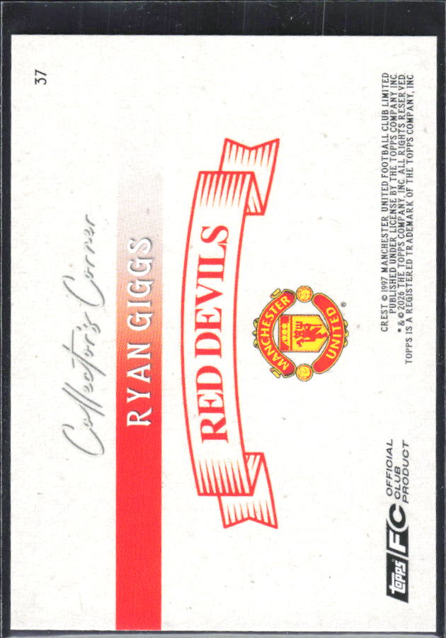 Ryan Giggs – 2025-26 Topps Manchester United Team Set #37 Collector’s Corner – baksida