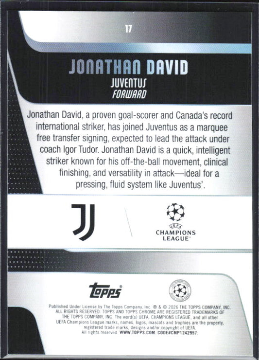 Jonathan David – 2025-26 Topps Chrome UEFA Club Competitions #17 – baksida