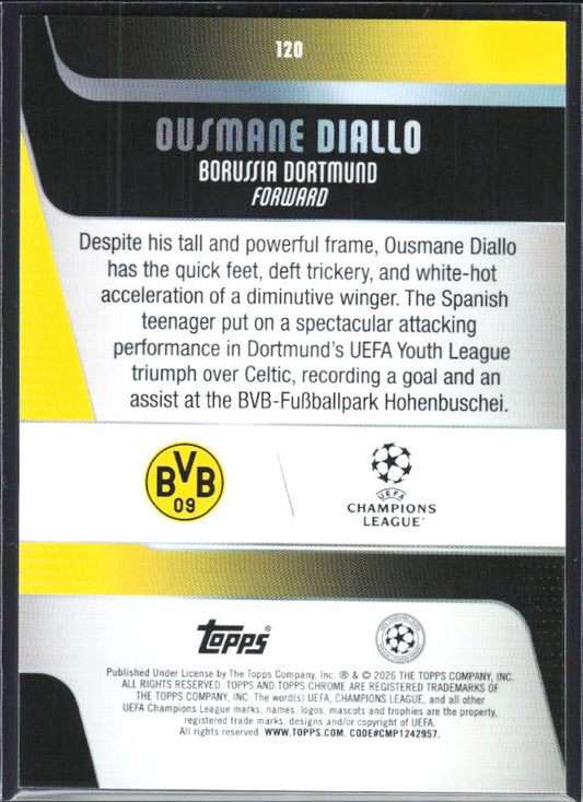 Ousmane Diallo – 2025-26 Topps Chrome UEFA Club Competitions #120 RC – baksida