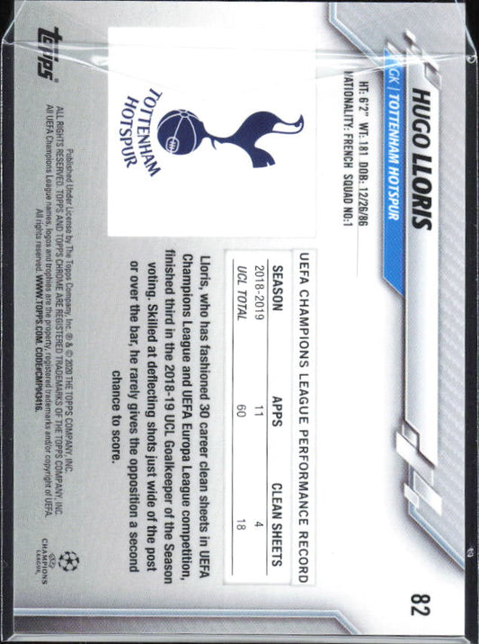 Hugo Lloris – 2019-20 Topps Chrome UEFA Champions League Sapphire #82 – baksida