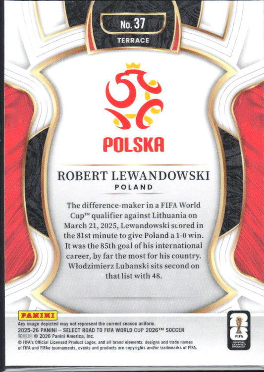 Robert Lewandowski – 2025-26 Panini Select Road to FIFA World Cup #37 Terrace – baksida