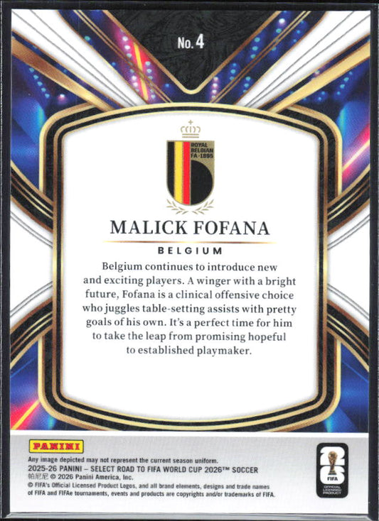 Malick Fofana – 2025-26 Panini Select Road to FIFA World Cup #4 Select Future RC – baksida