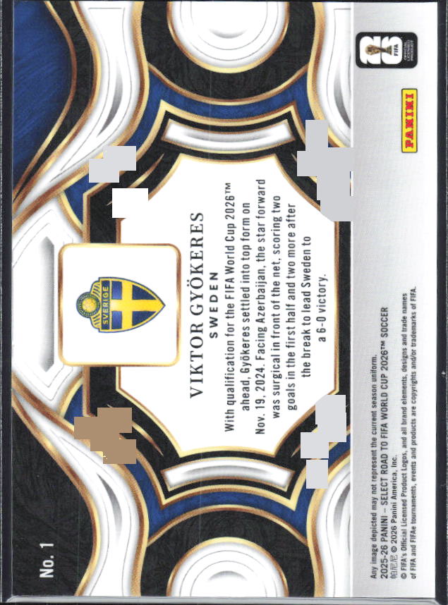 Viktor Gyökeres – 2025-26 Panini Select Road to FIFA World Cup #1 Snapshots – baksida