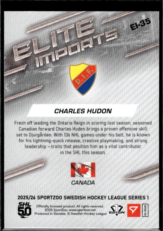 2025-26 SportZoo SHL Series 1 #EI-35 Charles Hudon Elite Imports
