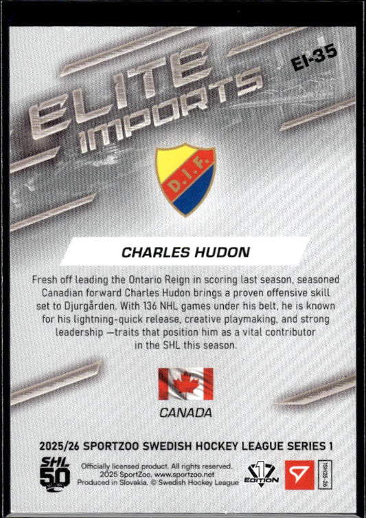 2025-26 SportZoo SHL Series 1 #EI-35 Charles Hudon Elite Imports