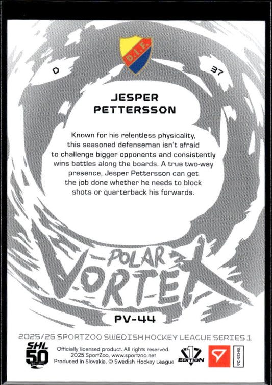 2025-26 SportZoo SHL Series 1 #PV-44 Jesper Pettersson Polar Vortex