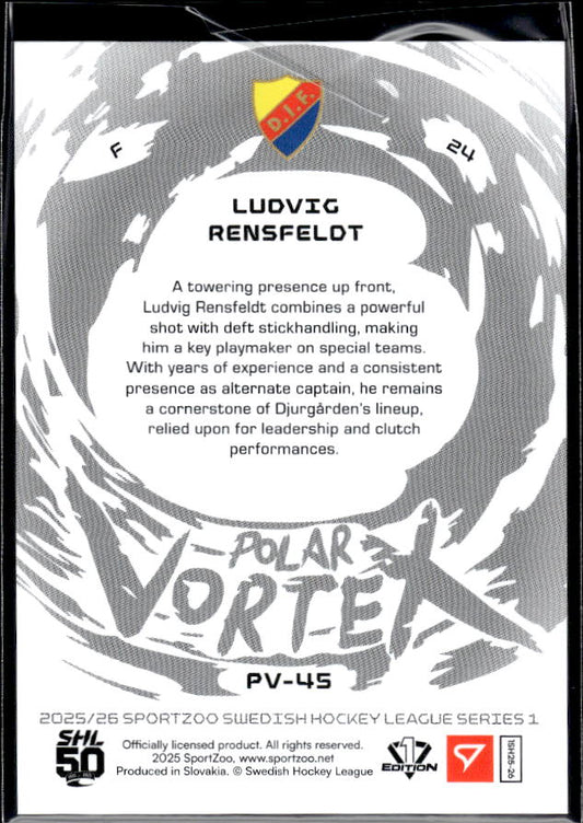 2025-26 SportZoo SHL Series 1 #PV-45 Ludvig Rensfeldt Polar Vortex