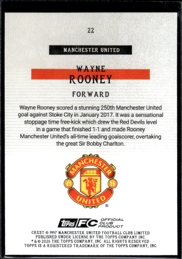 Manchester United Team Set #22 Wayne Rooney Bona Fide