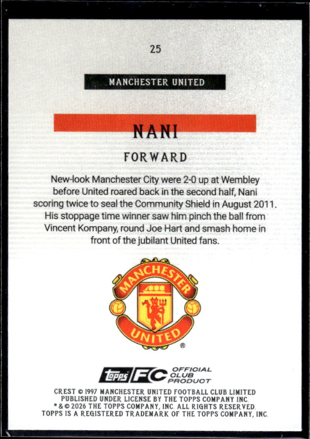 Manchester United Team Set #25 Nani Bona Fide