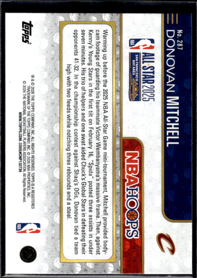 2025-26 Hoops #287 Donovan Mitchell All-Star